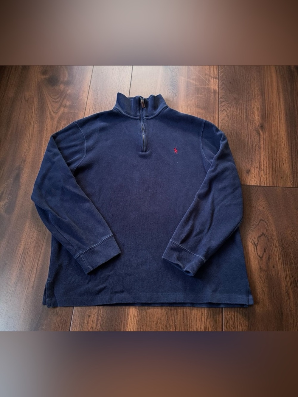 Polo Ralph Lauren Quarter Zip Pullover Sweatshirt Navy Blue Pony Mens XL
